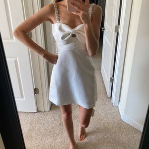 Self Portrait Taffeta Bow Mini Dress - White